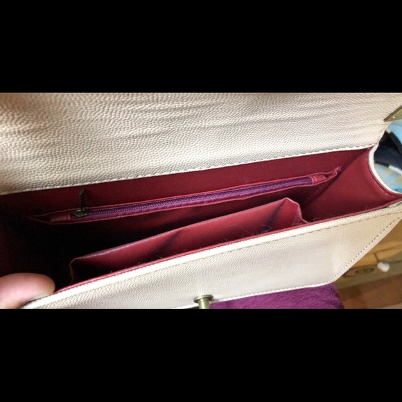 Cream Quilted Crossbody Chain Shoulder Bag Purse - Picture 13 of 13